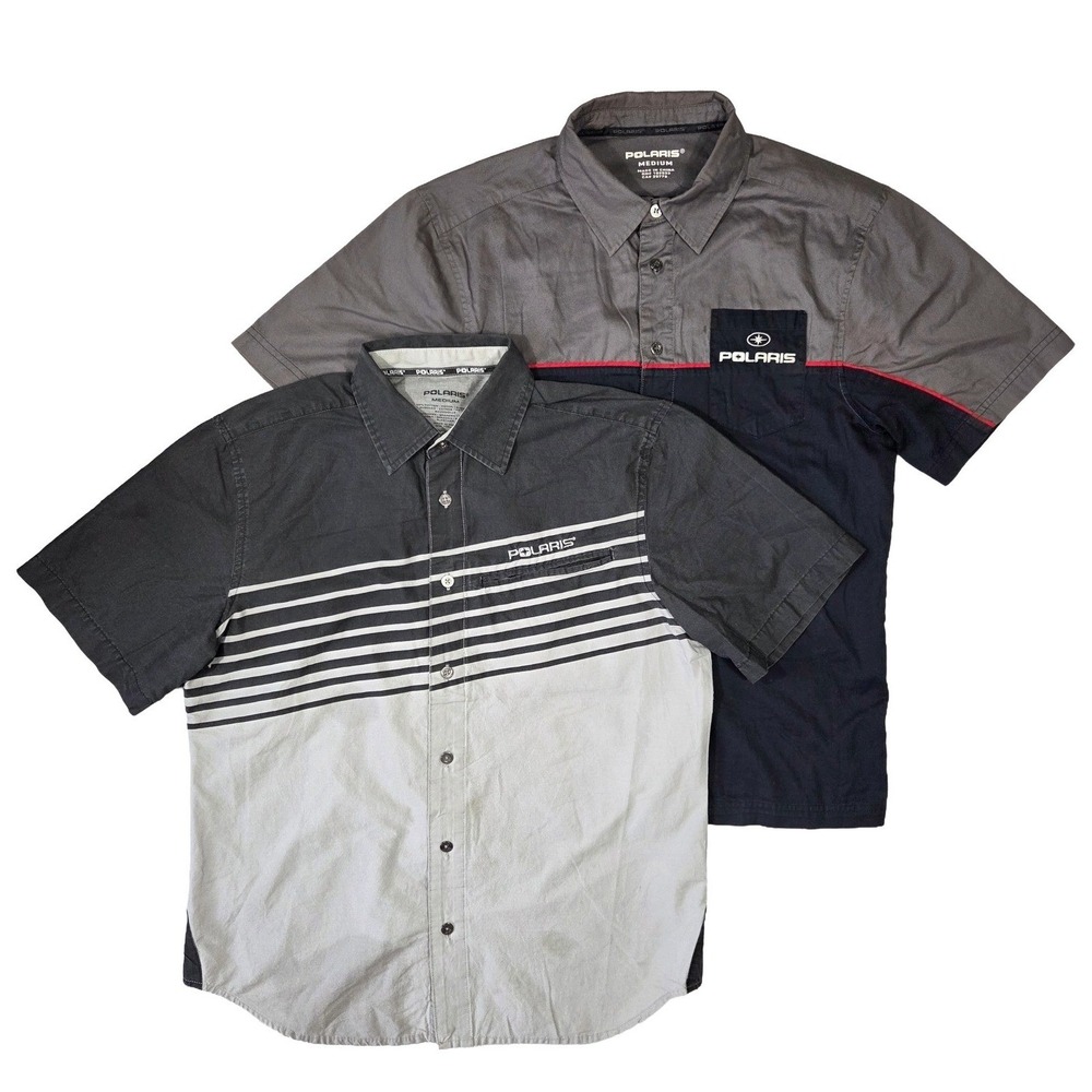 Polaris Shirts Mens M Button Down Short Sleeve‎ Work Mechanic Dirt Bike Racing